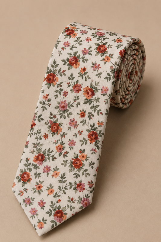 Vintage Beige Orange Roses